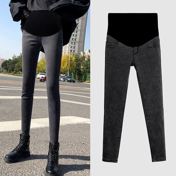 Uus mudel naiste kõrge vöökohaga elastsed rasedate teksad