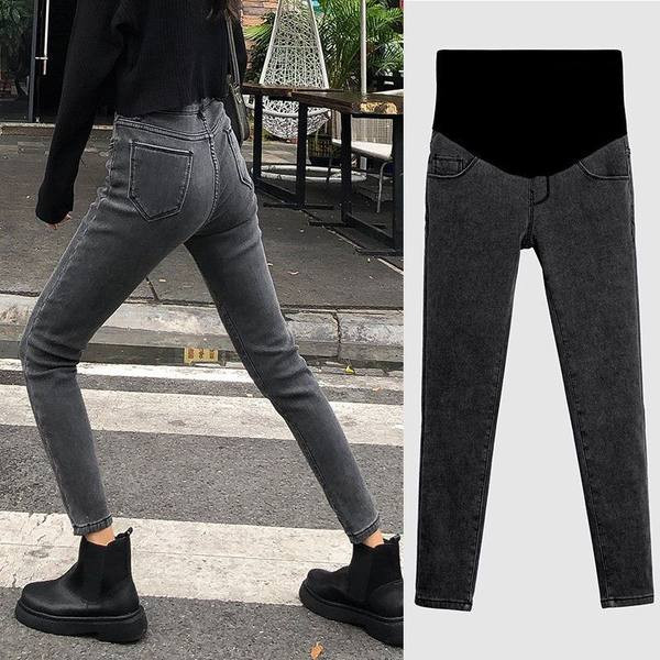 Uus mudel naiste kõrge vöökohaga elastsed rasedate teksad