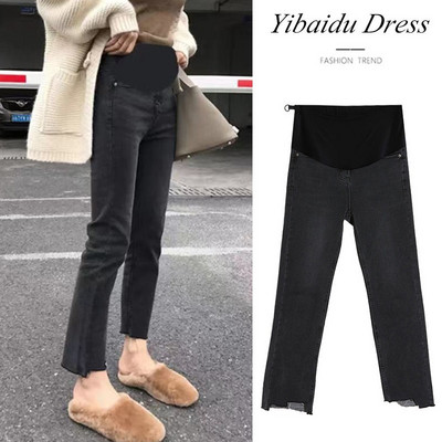 Μόδα τζιν εγκυμοσύνης με ψηλόμεσο σχέδιο