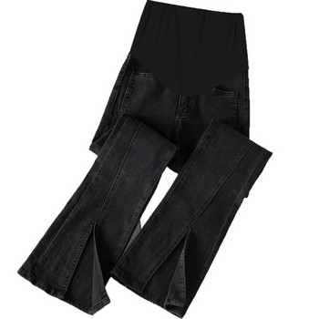 Модерни дамски дънки с цепки -черен и син цвят