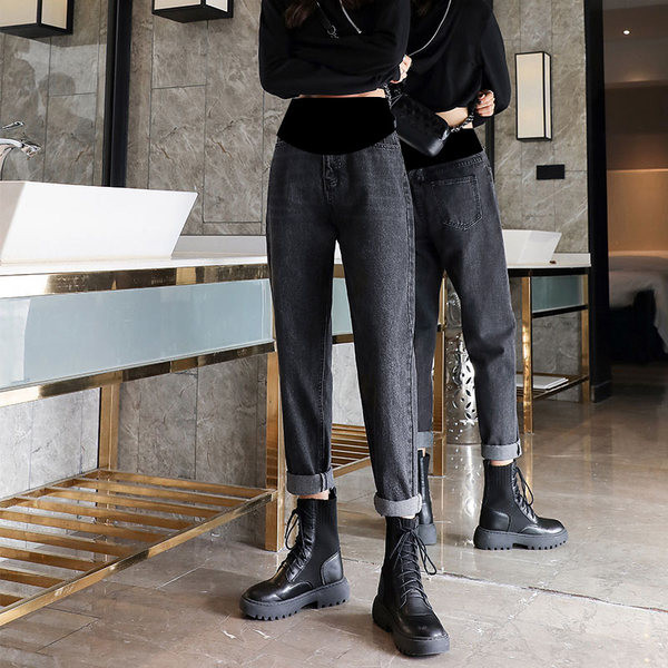 Τρέχον γυναικείο τζιν για εγκύους με ψηλόμεσο