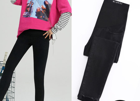 Dámske ležérne tehotenské legíny s vysokým pásom a vreckom