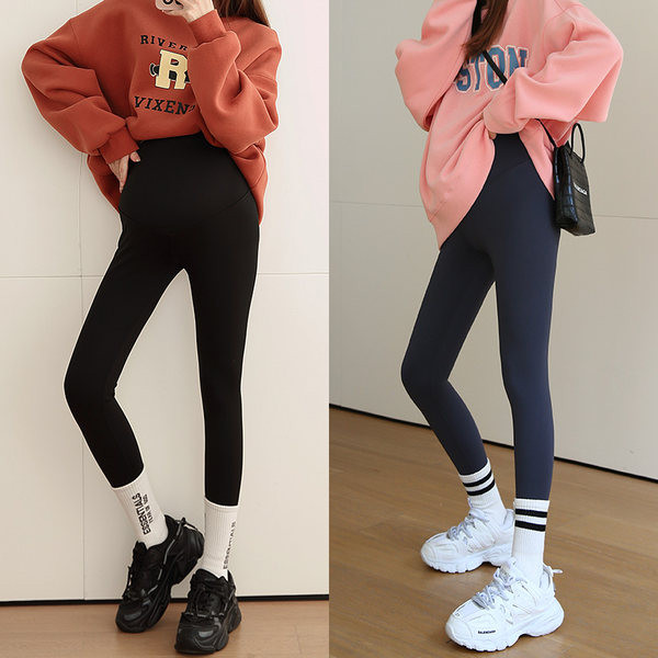 Dviejų spalvų moteriškos paminkštintos antblauzdžiai aukštu juosmeniu, tinkami nėščiosioms