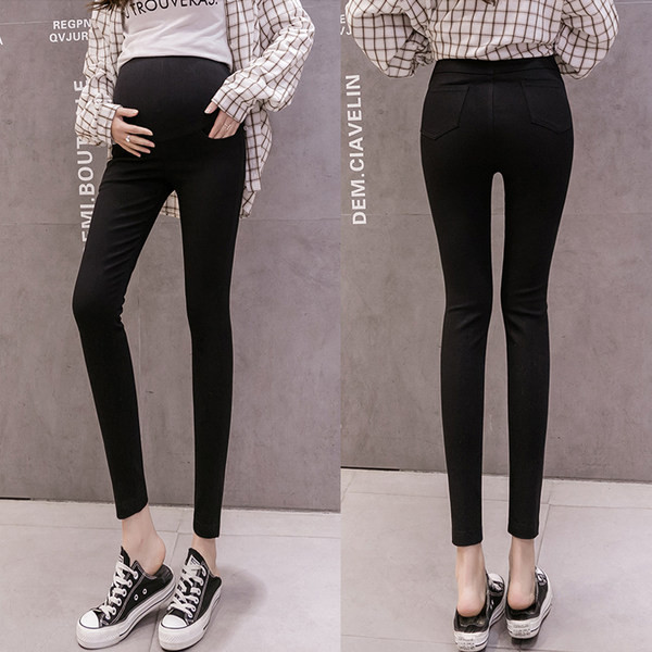 Μοντέρνο ψηλόμεσο κολάν εγκυμοσύνης για γυναίκες - μαύρο χρώμα