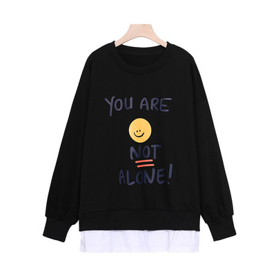 Casual γυναικεία μπλούζα με στάμπα - μαύρο χρώμα