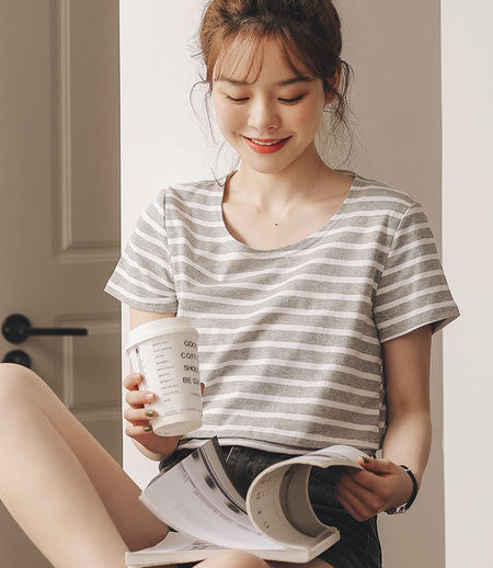 Νέο μοντέλο κοντό και μακρυμάνικο ριγέ μπλούζα εγκυμοσύνης