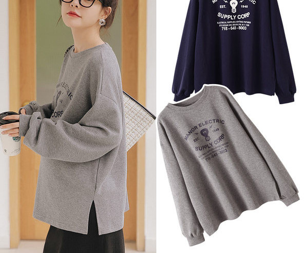 Vabaaja naiste pluus trükiga - sinine ja sinine värv