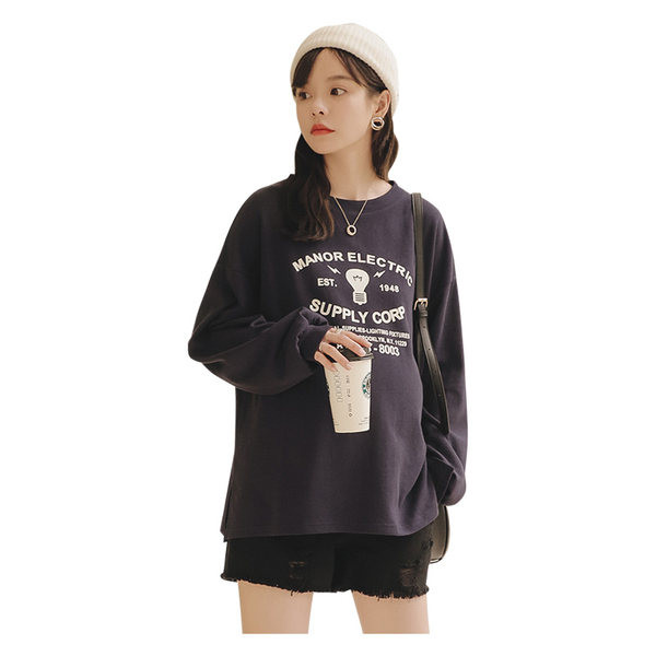 Vabaaja naiste pluus trükiga - sinine ja sinine värv