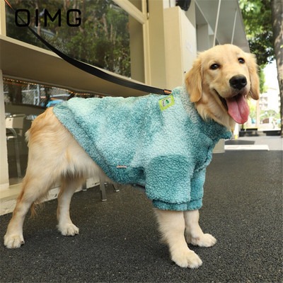 OIMG Winter Warm Big Dog Tie Dye Coat Lamb Fleece Костюм за големи кучета Лабрадор Shiba Inu Меки удобни дрехи за домашни любимци с дълъг ръкав