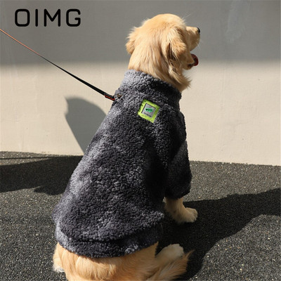 OIMG, iarnă, caldă pentru câini mari, haină colorată pentru cravată, fleece de miel, costum pentru câini mari, labrador, Shiba Inu, moale, confortabil, haine cu mânecă lungă pentru animale de companie