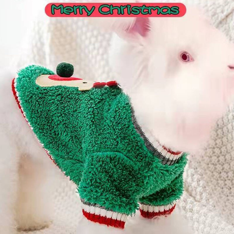 Naminio gyvūno triušis Kalėdų rūbai Triušiuko šventės drabužiai ausys nykštukas triušis rudens žiemos šiltų drabužių reikmenys