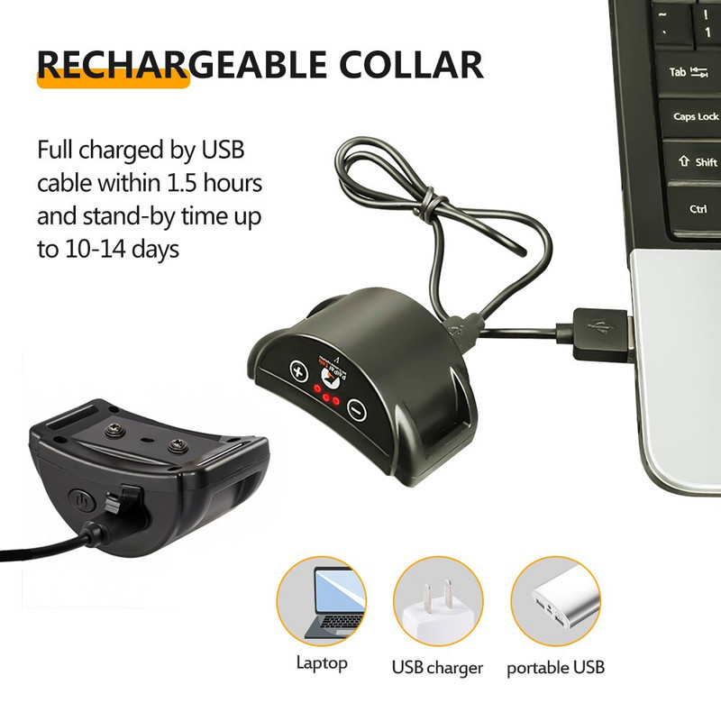 Koera haukumisvastane seade Lemmiklooma vibratsiooni treeniv kaelarihm Laetav ilma staatilise põrutuseta haukumise kaelarihm Koera kontrolli veekindel koera kaelarihm