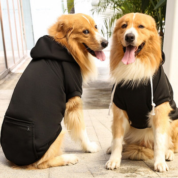 Ρούχα για κατοικίδια Πουλόβερ Χειμερινά Νέα Ρούχα μεγάλου σκύλου Golden Retriever Ζεστή μόδα μονόχρωμο πουλόβερ σκύλου με κουκούλα Πουλόβερ μπουφάν
