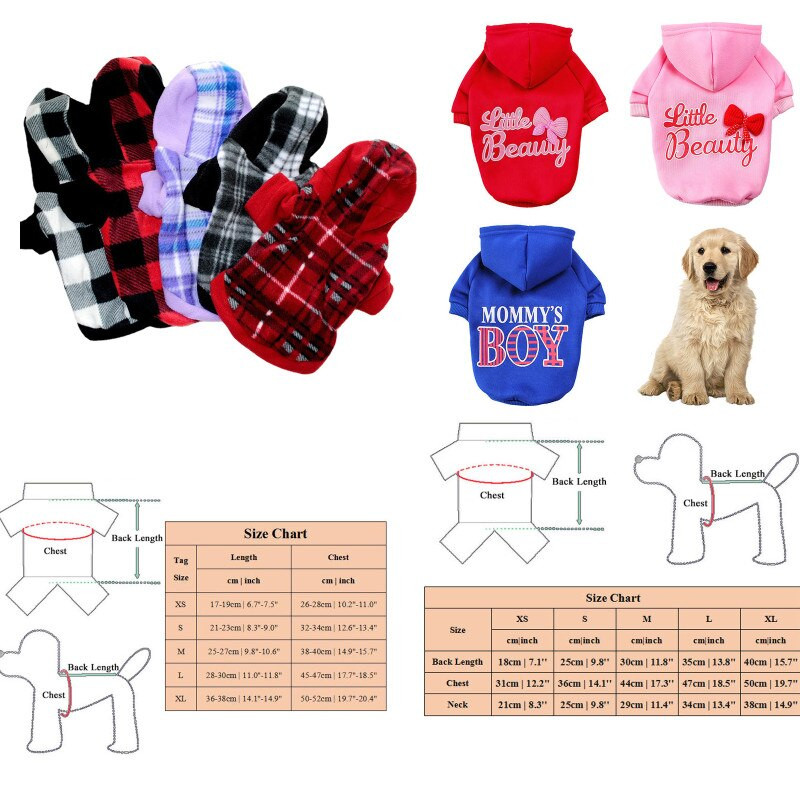 Haine pentru câini din carouri din lână, iarnă, hanorac cu glugă pentru animale de companie, hanorace pentru câini, buldog francez, costum pentru câini, pug, chihuahua, pulover YZL