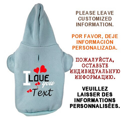 Egyedi névre szóló kutyapulcsi, személyre szabott kisállatruhák Love French Bulldog kölyökkutya pamut téli macskaruházat kis kutyának