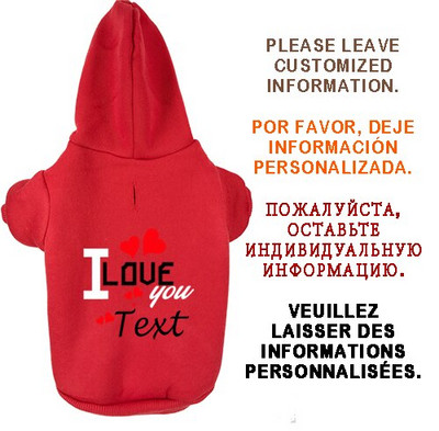 Egyedi névre szóló kutyapulcsi, személyre szabott kisállatruhák Love French Bulldog kölyökkutya pamut téli macskaruházat kis kutyának