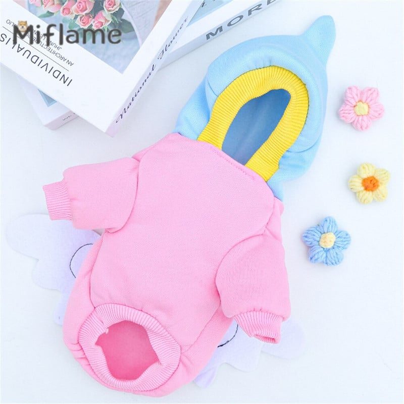 Miflame φτερά από μπιμπερό που μεταμορφώνουν ρούχα για γάτες σκύλους Ζεστές προμήθειες για κατοικίδια Pomeranian Γαλλικό μπουλντόγκ Χαριτωμένο κουκούλα μεσαίου σκύλου