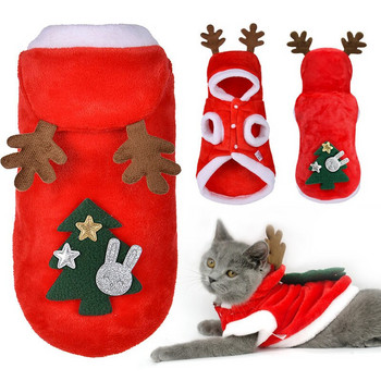Ρούχα για κατοικίδια φθινοπωρινά και χειμωνιάτικα φανέλα Ζεστά ρούχα γιορτής Σκύλος γάτα άλκη Χριστουγεννιάτικα ρούχα Πρωτοχρονιάτικος γέρος Pomeranian