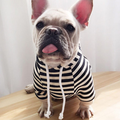 Ριγέ οικογενειακό κοστούμι σκύλου και ιδιοκτήτριας που ταιριάζουν με κουκούλες σκύλου Ζεστό βελούδινο φούτερ Χειμερινά ρούχα για σκύλους για μεσαίου μεγέθους σκύλους