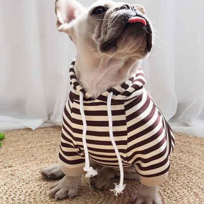 Ριγέ οικογενειακό κοστούμι σκύλου και ιδιοκτήτριας που ταιριάζουν με κουκούλες σκύλου Ζεστό βελούδινο φούτερ Χειμερινά ρούχα για σκύλους για μεσαίου μεγέθους σκύλους