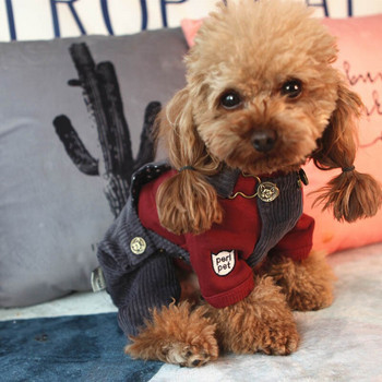 Μονόχρωμο ριγέ Πουλόβερ σκύλου Φθινοπωρινό χειμωνιάτικο γιλέκο κανί Μπουφάν Μπουφάν Βαμβακερό κουτάβι Teddy Poodle για σκύλους Ρούχα Είδη για κατοικίδια