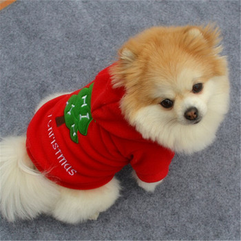 Поларени дрехи за кучета Зимна Коледа Суитшърт с качулка за кучета Писма Бродерия Модни ежедневни топли аксесоари за домашни любимци Тениски