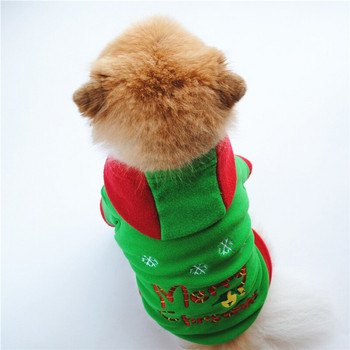 Φλις Ρούχα για Σκύλους Χειμερινά Χριστουγεννιάτικα Φούτερ με κουκούλα για σκύλους γράμματα κεντήματα μόδας Casual ζεστά αξεσουάρ για κατοικίδια Μπλουζάκια