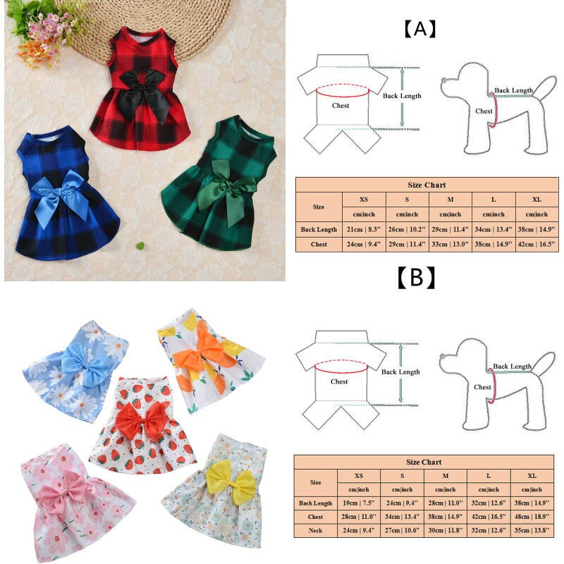 Karirana suknja za kućne ljubimce Oprema za kućne ljubimce Suknja s mašnom za pse Karirana suknja za pse Haljina princeze za kućne ljubimce Princess stil Univerzalna karirana slatka odjeća za pse