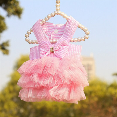 Νέο Crystal Bowknot Υπέροχη φούστα για σκύλους Ρούχα για κατοικίδια Καλοκαιρινά δροσερά αναπνεύσιμα φόρεμα για σκύλους γάτας πεταλούδας για μικρούς μεσαίους σκύλους