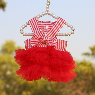 Νέο Crystal Bowknot Υπέροχη φούστα για σκύλους Ρούχα για κατοικίδια Καλοκαιρινά δροσερά αναπνεύσιμα φόρεμα για σκύλους γάτας πεταλούδας για μικρούς μεσαίους σκύλους