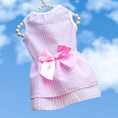 Νέο Crystal Bowknot Υπέροχη φούστα για σκύλους Ρούχα για κατοικίδια Καλοκαιρινά δροσερά αναπνεύσιμα φόρεμα για σκύλους γάτας πεταλούδας για μικρούς μεσαίους σκύλους