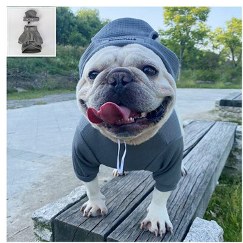 Φθινοπωρινά ρούχα για κατοικίδια για να στείλετε ένα καπέλο φούτερ για σκύλους Πουκάμισο με κάτω μέρος για κατοικίδια Γαλλικό μπουλντόγκ Ρούχα για σκύλους μικρού και μεσαίου μεγέθους