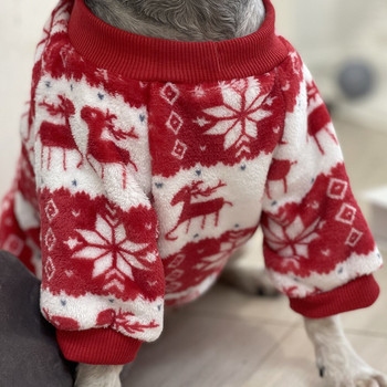 Топли фланелени суичъри с качулка за кучета Зимен дизайн на лосове със снежинки Куче Коледни дрехи за малки кучета Шнауцер Коледен костюм за кученце