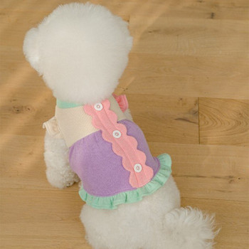 Сладка летяща рокля за кученца с летящи ръкави Тънки дрехи за домашни любимци Есен и зима Топъл пуловер Теди Риза с дъно Модни дрехи за кучета