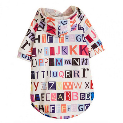 Suurepärane polüestrist kutsikapullover Inglise kirjamustriga õrna tekstuuriga keskmine koer, kass, soe kapuuts Lemmiklooma pildistamisriietus