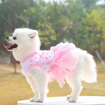Ρούχα κατοικίδιων ζώων Φούστα για σκύλους γάτα πολυτελείας υψηλής ποιότητας Teddy Bichon Chihuahua Μικρό και μεσαίο σκυλί Βαμβακερό φόρεμα με άνθη ροδακινιάς