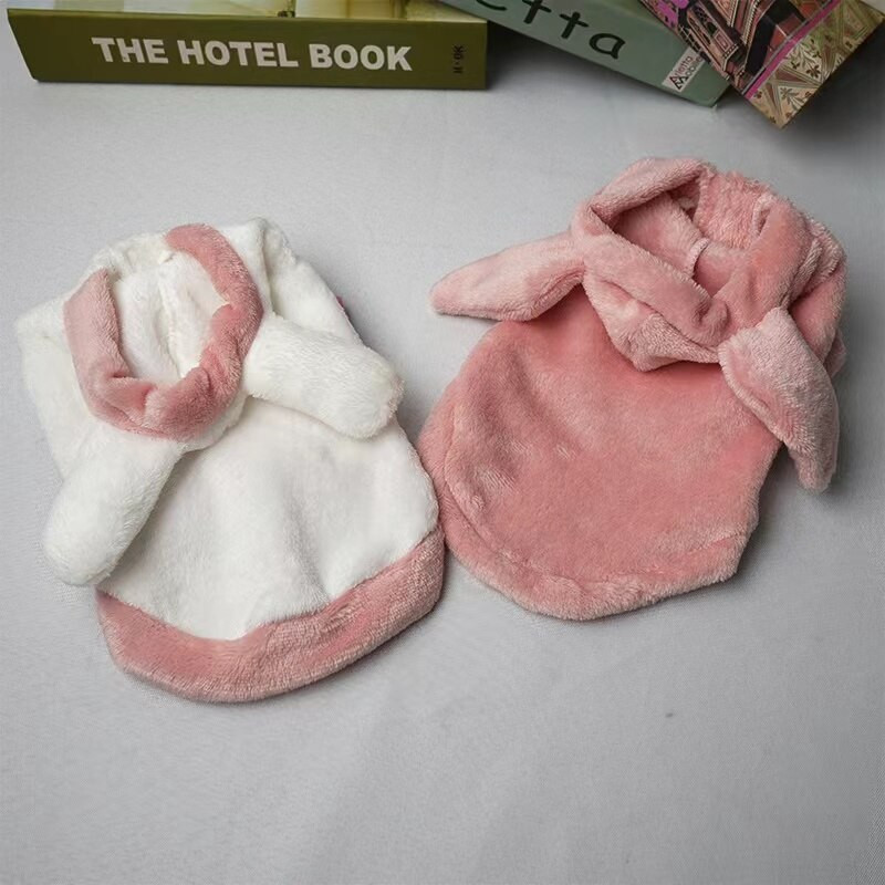 Lemmikloomade riided Sügistalv Armas kohev jänesekõrv Puuvillapolsterdatud riided Väike keskmise suurusega koer õhuke pluus chihuahua buldog