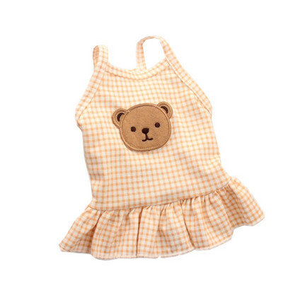 Χαριτωμένα κοτλέ ρούχα για κατοικίδια Υπέροχη βελούδινη φούστα κουνελιού κουταβάκι γατάκι Ροζ κίτρινη ριγέ ζαρτιέρες Φούστα για μικρά σκυλιά Τσιουάουα