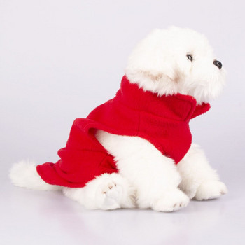 Празна жилетка за кучета Меки поларени дрехи за малки кучета Едноцветна тениска за кучета с бонбонен цвят с колан за кучета, каишка D-пръстен Палто от мопс йорк