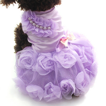 Pet Dog Princess Νυφικό Tutu Rosette & Bow Φούστα για κουτάβι Γάτα Ανοιξιάτικα/Καλοκαίρια Ρούχα Ένδυση 2 Χρώματα