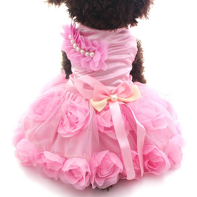 Сватбена рокля на принцеса за домашни любимци, рокли с розетка и панделка, рокли с котка, кученце, пола, пролетно/лятно облекло, облекло 2 цвята
