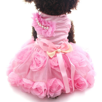 Pet Dog Princess Νυφικό Tutu Rosette & Bow Φούστα για κουτάβι Γάτα Ανοιξιάτικα/Καλοκαίρια Ρούχα Ένδυση 2 Χρώματα