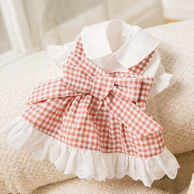 Pet Bow Φούστα για σκύλους Καλοκαιρινή Bichon Καρό Φούστα Pomeranian Φόρεμα Όμορφα ρούχα για κουτάβι Λεπτά ρούχα για σκύλους Προμήθειες για κατοικίδια