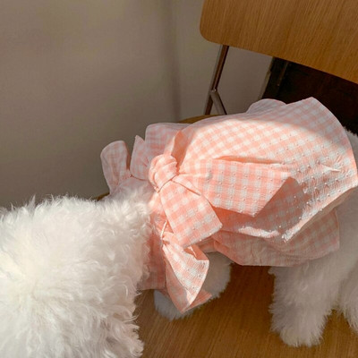 Pet Bow Φούστα για σκύλους Καλοκαιρινή Bichon Καρό Φούστα Pomeranian Φόρεμα Όμορφα ρούχα για κουτάβι Λεπτά ρούχα για σκύλους Προμήθειες για κατοικίδια