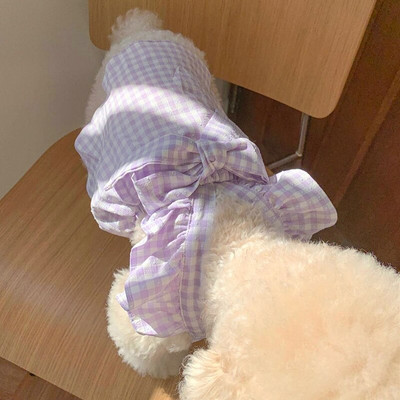 Pet Bow Φούστα για σκύλους Καλοκαιρινή Bichon Καρό Φούστα Pomeranian Φόρεμα Όμορφα ρούχα για κουτάβι Λεπτά ρούχα για σκύλους Προμήθειες για κατοικίδια