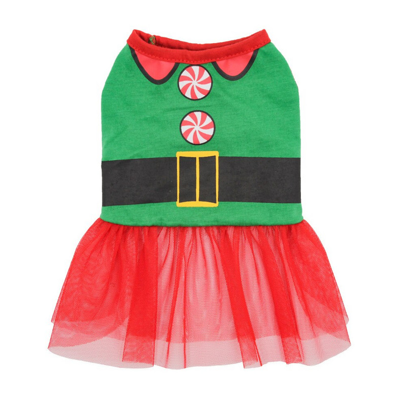 Animale de companie Rochie de Crăciun Câine Pisică Strat de dantelă Fusta din plasă Îmbrăcăminte Moș Crăciun Print Câini Pisici Mici Drăguț Subțire Rochie de petrecere pentru fete