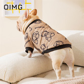 OIMG Sügistalv Väike karu Lemmikloomariided Must Valge Malelaud Koera Pullover Prantsuse buldog Mops Paks Koer Soe Kahe jala riided