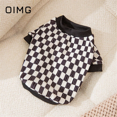 OIMG Sügistalv Väike karu Lemmikloomariided Must Valge Malelaud Koera Pullover Prantsuse buldog Mops Paks Koer Soe Kahe jala riided