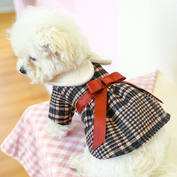 Принцеса куче котка рокля палто кариран дизайн домашен любимец кученце качулка есен/зима дрехи облекло