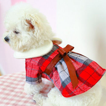 Принцеса куче котка рокля палто кариран дизайн домашен любимец кученце качулка есен/зима дрехи облекло
